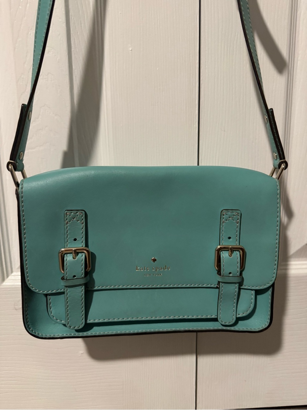 kate spade teal leather crossbody satchel
